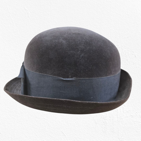 1940s Vintage Classic Brown Fur Felt Derby Bowler Hat Made in USA Union Label - Picture 2 of 7